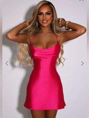 Babyboo Avianna Mini Dress NWT Satin Hot Pink Size Small